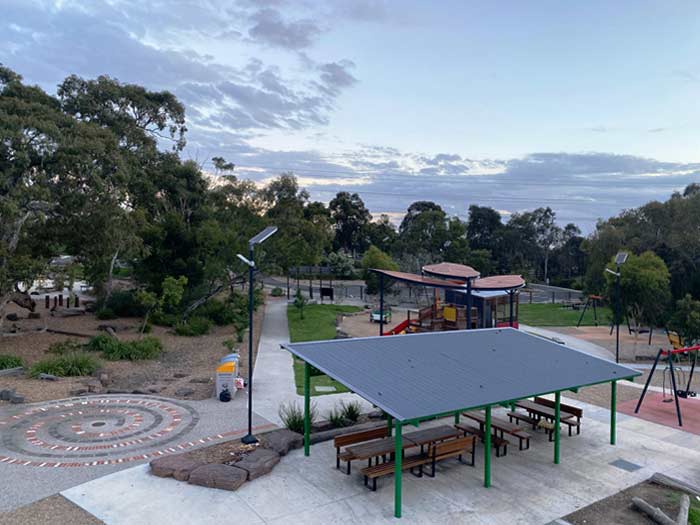 park lights mill park all abilities play space