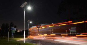 solar street lights on road