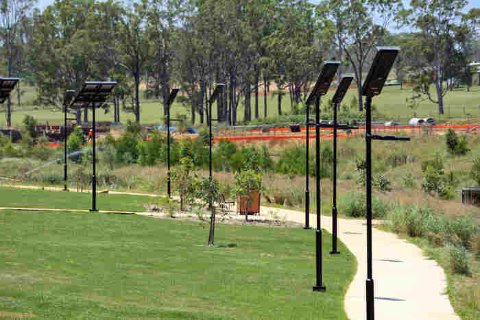 Leadsun solar pathway lights along the Gables Riparian Corridor pathway