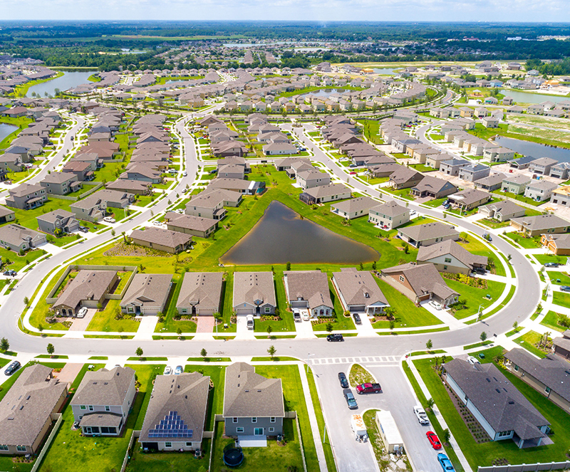 Epperson Estate solar lighting lights on streets
