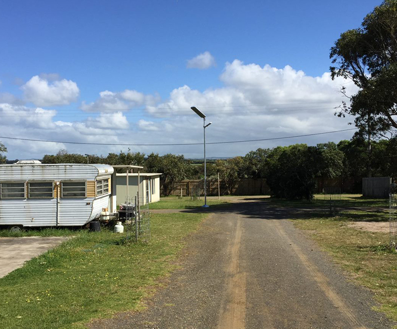 Breamlea Caravan Park lights on the street