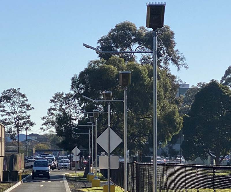 Temporary solar lighting installed at the Latrobe COVID Vaccination Clinic