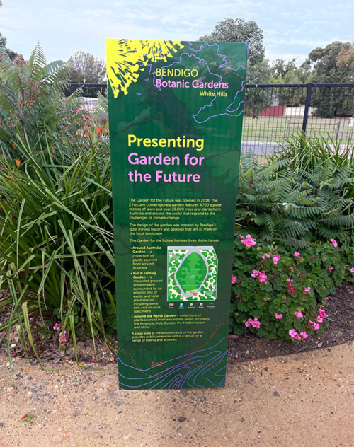 Garden for the Future is an inspiring and sustainable landscape that provides diverse opportunities for learning about plants, horticulture, landscapes, botany, ecology, conservation and heritage. It is a place for the whole community to enjoy.
