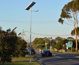 solar street lights on road