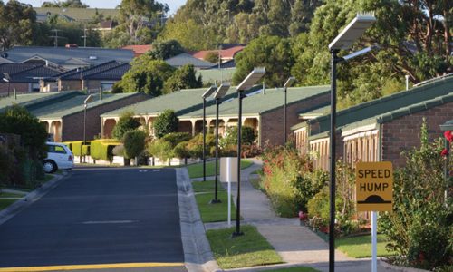 Leadsun solar powered street lights installed at Meadowvale Retirement Village, Pakenham VIC.