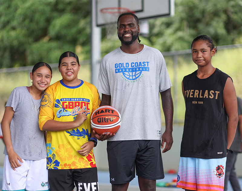 TJ Morseu Diop with students from Tagai State Secondary College