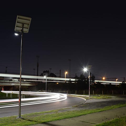 A road light illuminating a dangerous section of road