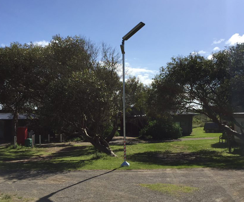 Breamlea Caravan Park lights on the street