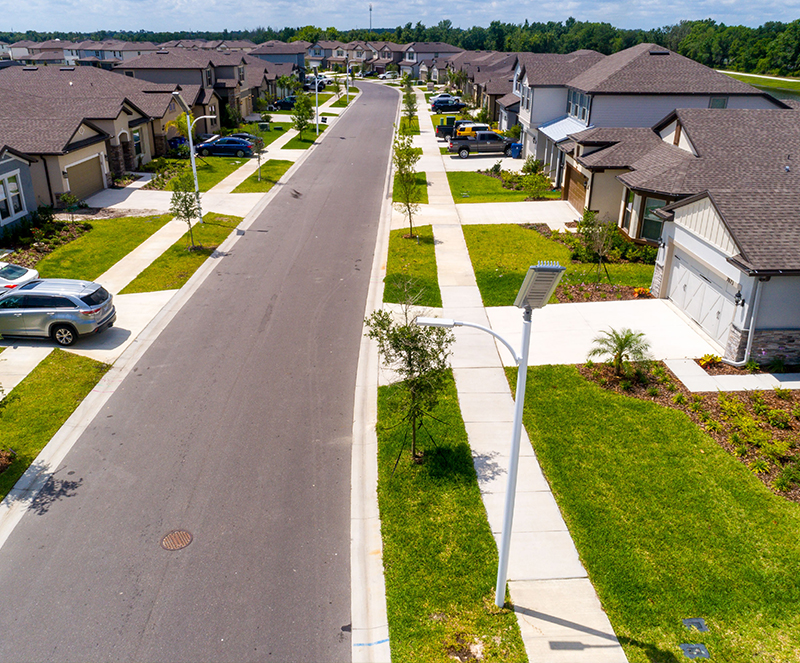 lights on streets Epperson Estate solar lighting