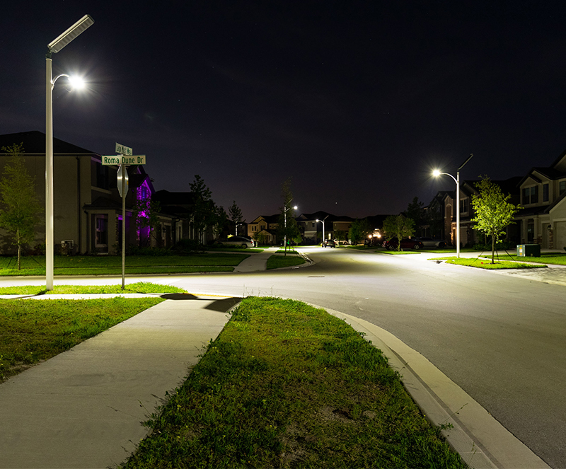 Epperson Estate lights on streets solar lighting