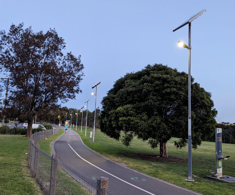 Gardiners Creek Trail solar lighting