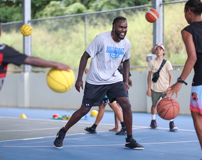 TJ Morseu Diop playing basketball