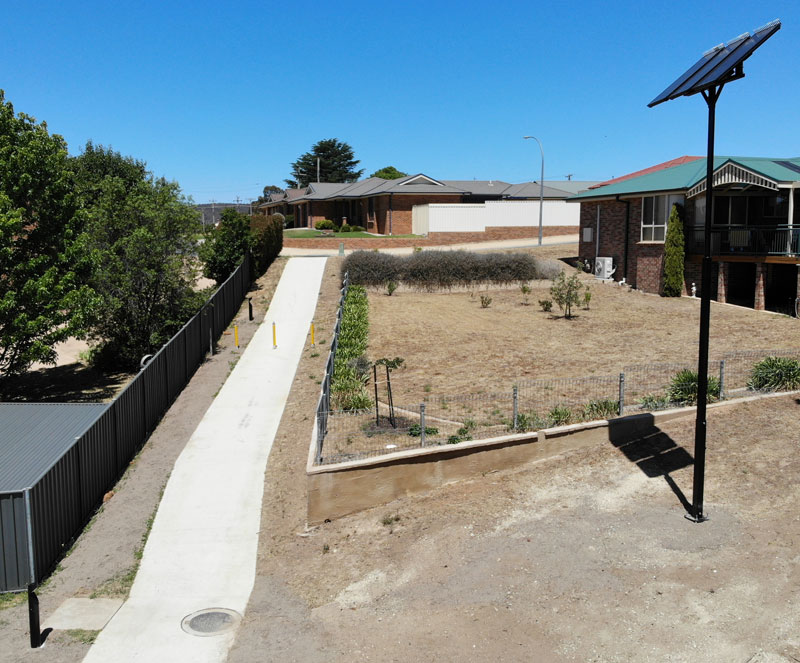 Wollondilly River pathway street with lights 4
