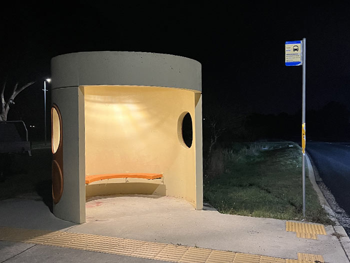 An external view of one of the 31 Canberra bus shelters retrofitted with Leadsun solar road lights