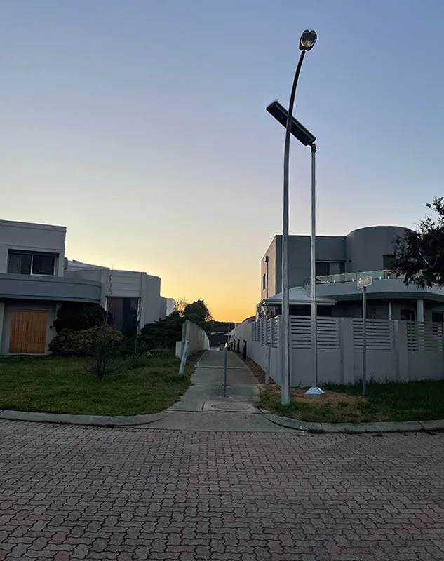 A shot of the pedestrian access way at dusk